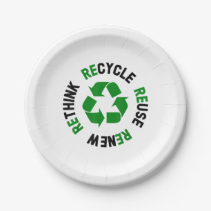 Recycle Reuse Renew Rethink Earth Day Environmenta Paper Plates
