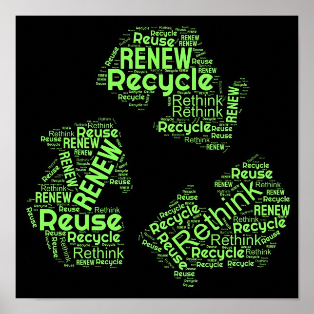 Recycle Reuse Renew Rethink Environment Crisis Poster (Front)