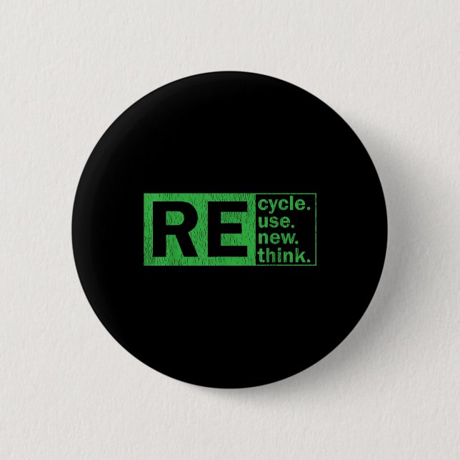 Recycle Reuse Renew Rethink Environmental Protecti Button (Front)