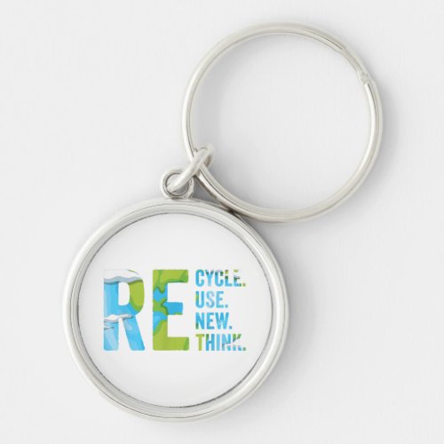 Recycle Reuse Renew Rethink For Earths Day 2023 Keychain