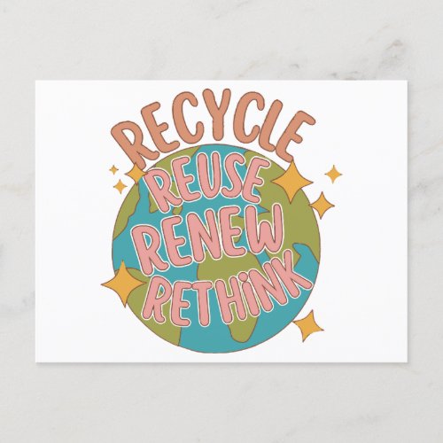 Recycle reuse Renew rethink  Holiday Postcard