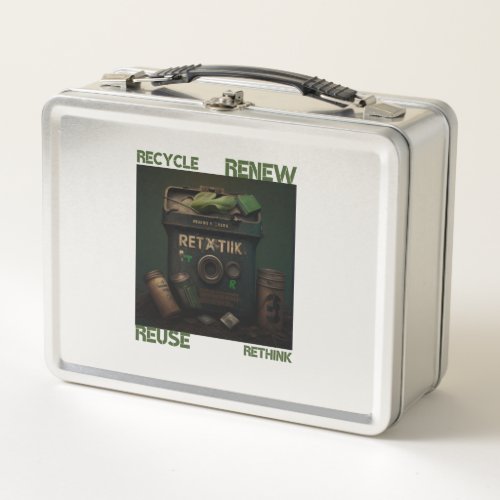 recycle reuse renew rethink metal lunch box