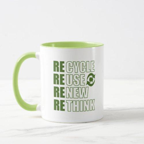 recycle reuse renew rethink  mug
