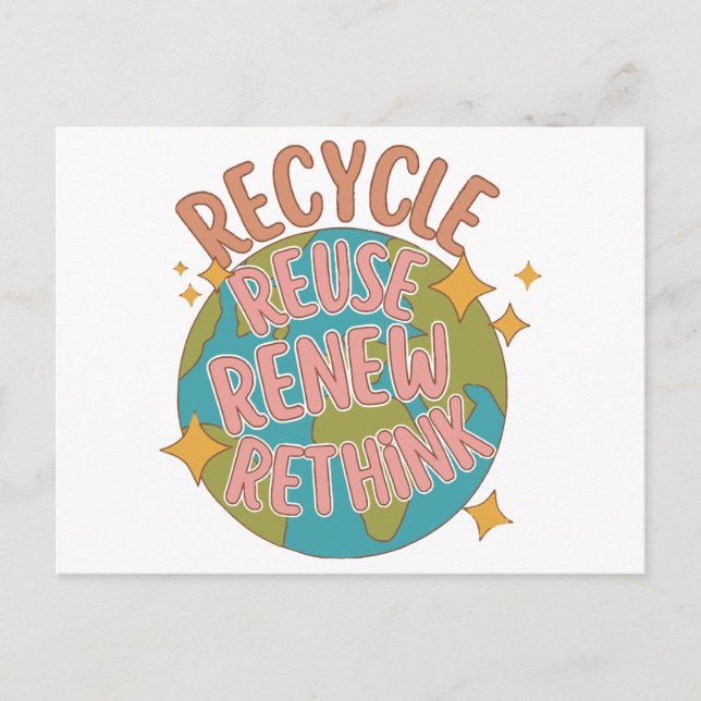 Recycle reuse Renew rethink  Postcard (Front)