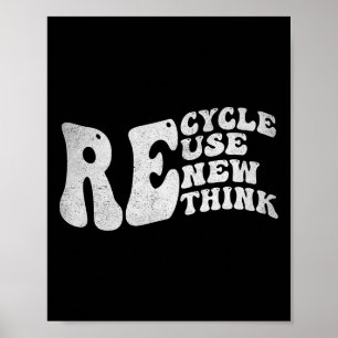 Recycle Reuse Renew Rethink Retro Groovy Earth Day Poster