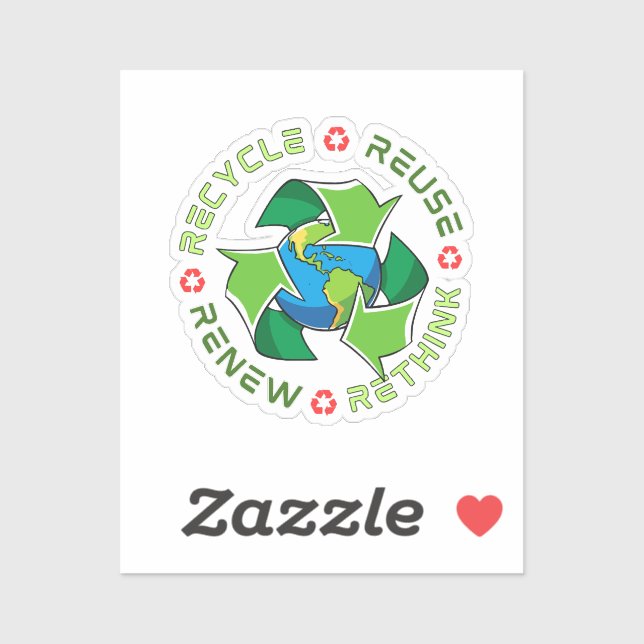 Recycle, Reuse, Renew, Rethink. Save Planet Earth. Sticker (Sheet)