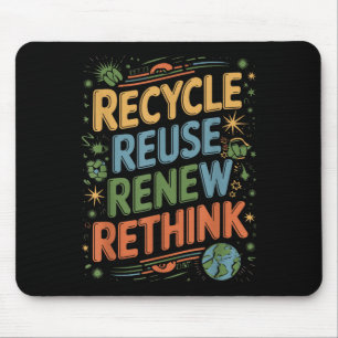 Recycle Reuse Renew Rethink Tie Dye Quote Mouse Pad