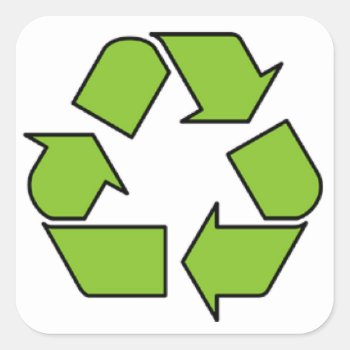 Recycle Sign - Green Belt Recycle Symbol Square Sticker by myMegaStore at Zazzle