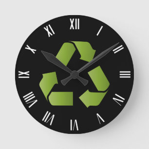 RECYCLE SYMBOL ROUND CLOCK