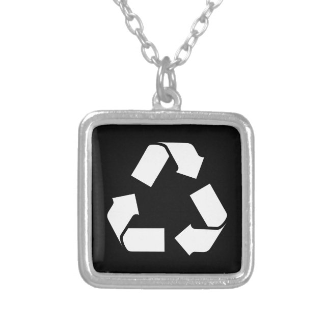 RECYCLE SYMBOL SILVER PLATED NECKLACE (Front)