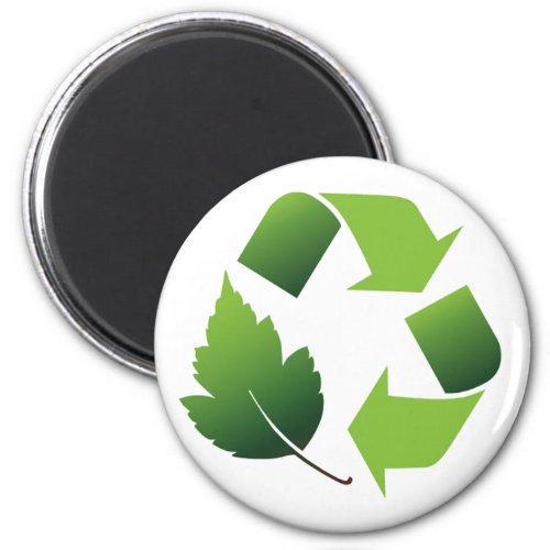 RECYCLE SYMBOL WITH LEAF MAGNET