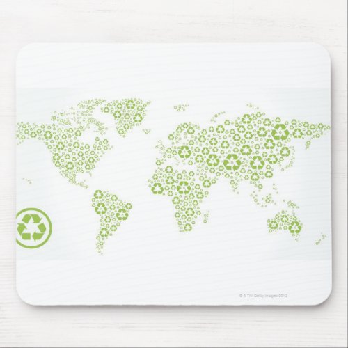 Recycle symbols used to create the planet mouse pad