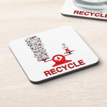 Recycle Trash Cork Coaster by stopnbuy at Zazzle