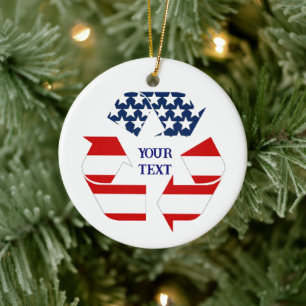 Recycle USA Symbol Photo Christmas Ceramic Ornament