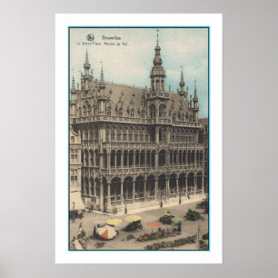 RECYCLED ART: 1900s BRUSSELS BELGIUM POSTCARD Poster