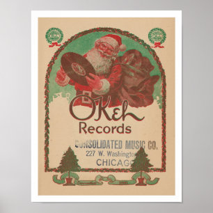 RECYCLED ART: 1920s OKEH RECORDS PAMPHLET XMAS Poster