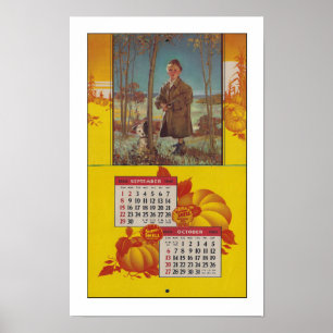 RECYCLED ART: 1940 Calendar page FALL OCTOBER Poster