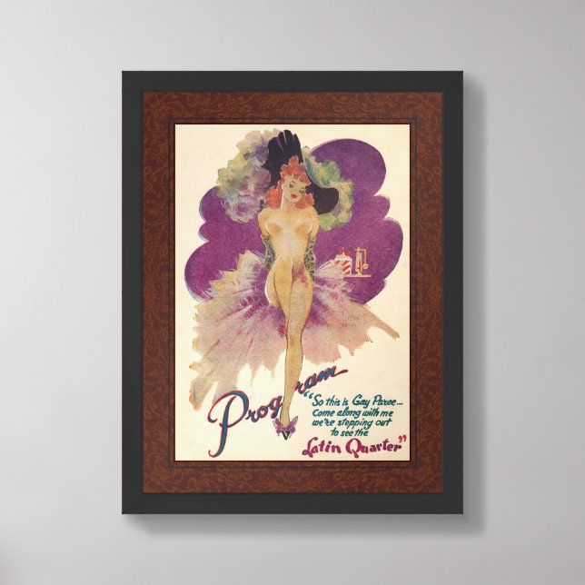 RECYCLED ART: 1948 RISQUE LATIN QUARTER PROGRAM FRAMED ART (Framed Front)
