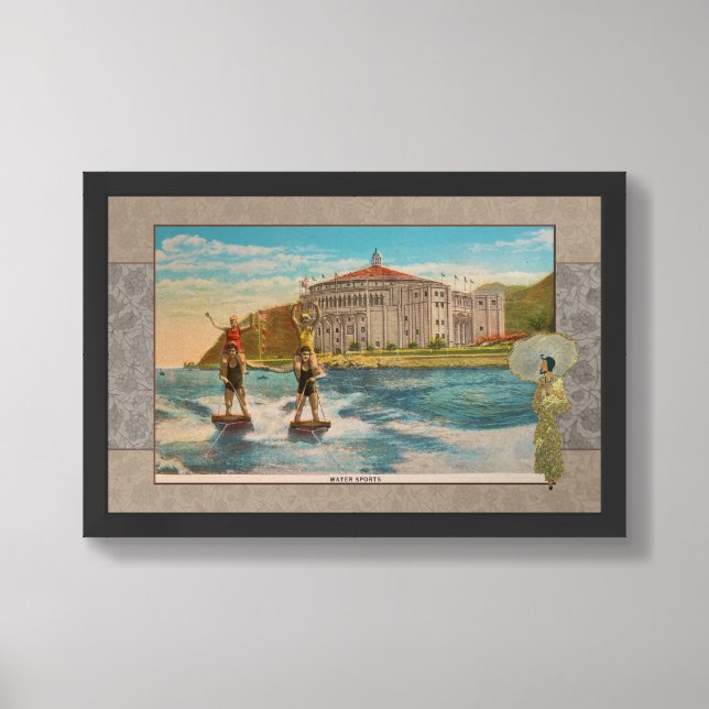 RECYCLED ART: C1920 CATALINA ISLAND CA. POSTCARD FRAMED ART (Framed Front)