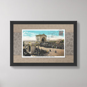 RECYCLED ART: C1925 BALBOA PARK POSTCARD FRAMED ART