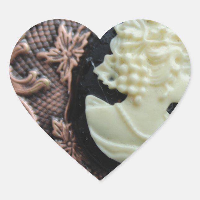 Recycled Cameo Heart Sticker (Front)