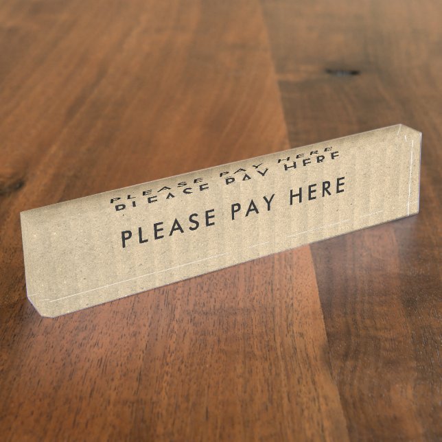 Recycled Craft Paper Classic Personalized Desk Name Plate (Side)
