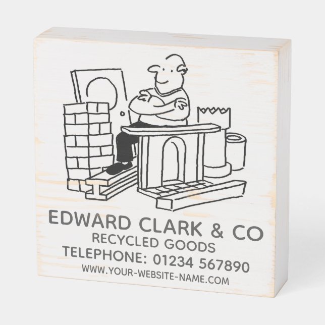 Recycled Goods Square Wooden Box Sign (Angled Horizontal)