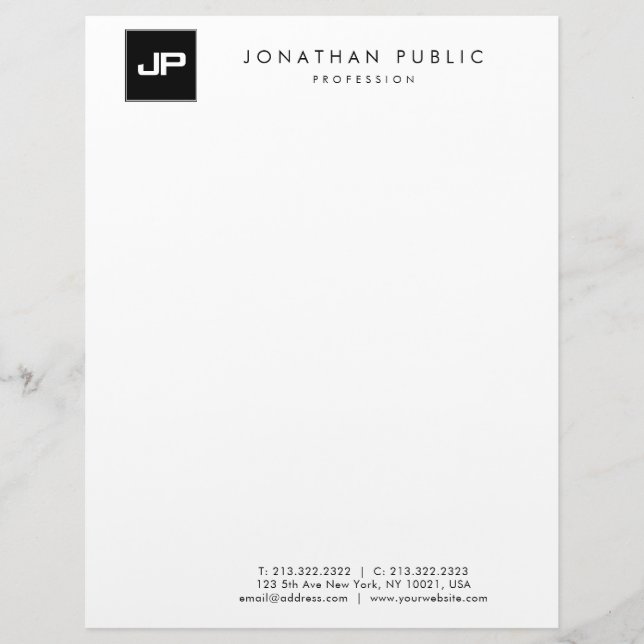 Recycled Monogram Minimalist Template Elegant Letterhead (Front)
