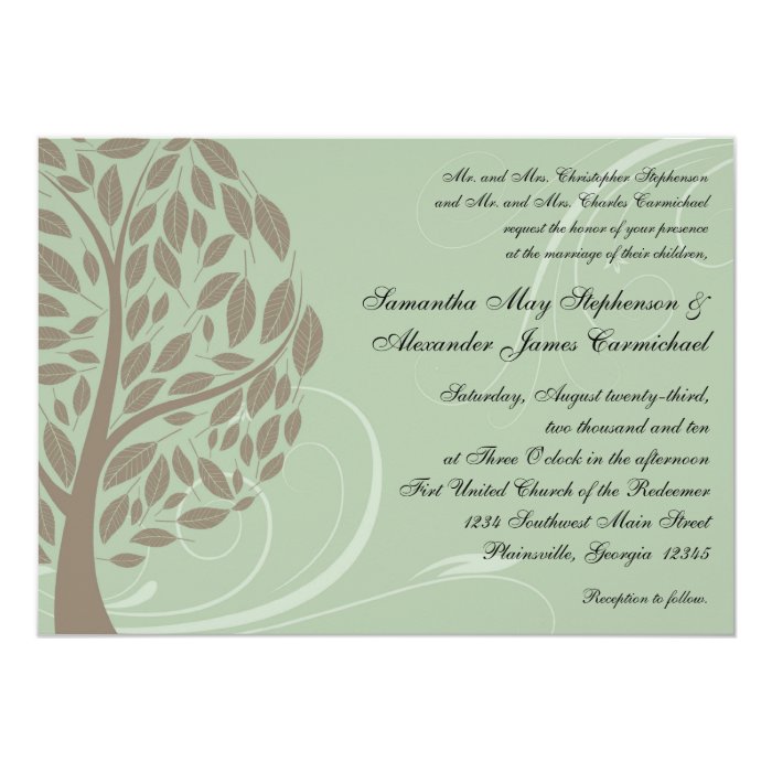 Recycled Paper Green Eco Tree Wedding Invitations Zazzle