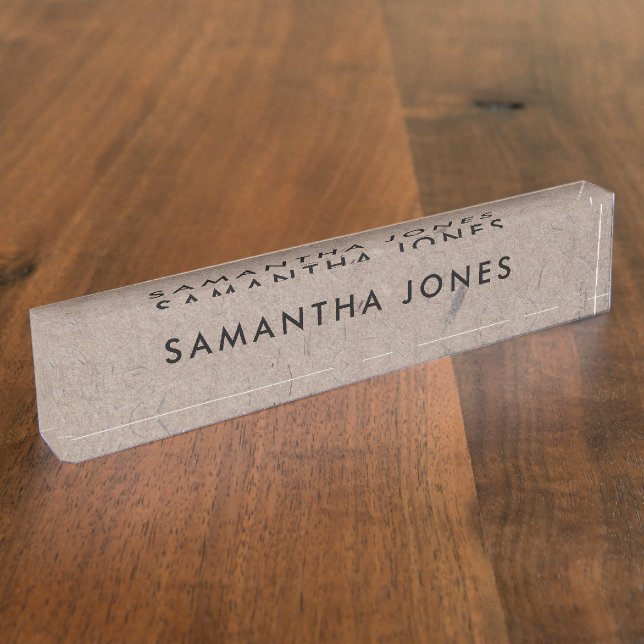 Recycled Paper Rustic Personalized Nameplate (Side)