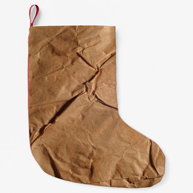Recycled wrapping paper. Texture. Small Christmas Stocking (Front)