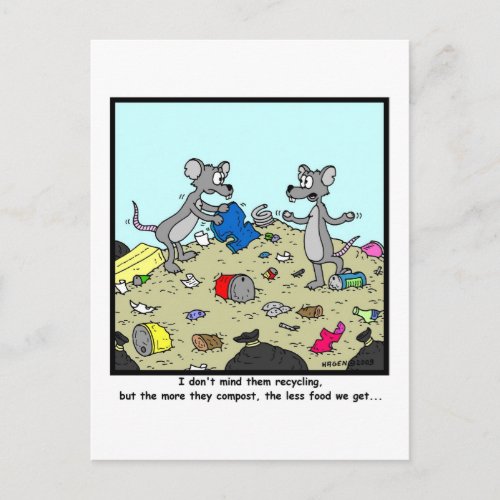 Recycling and Composting Rat Cartoon Postcard