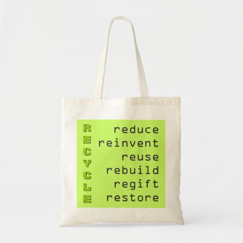 Recycling Awareness Reusable Grocery Tote Bag