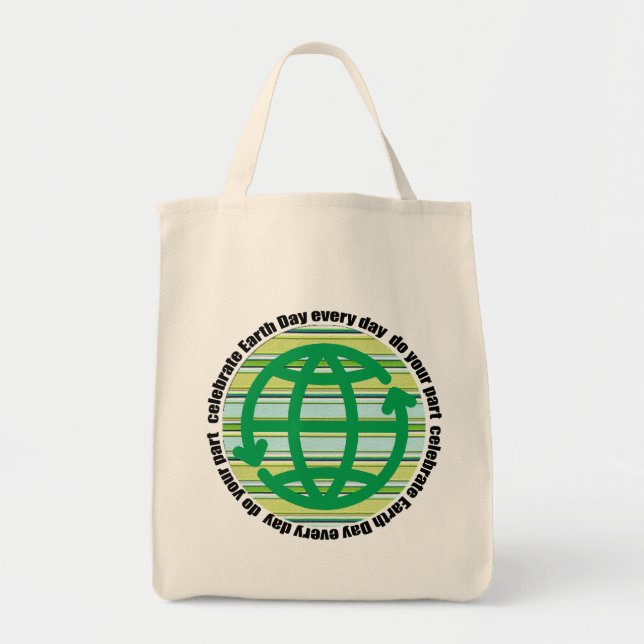 Recycling Awareness Reusable Grocery Tote Bag (Front)