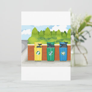 Recycling Bins Color Coded Waste Sorting Invitation