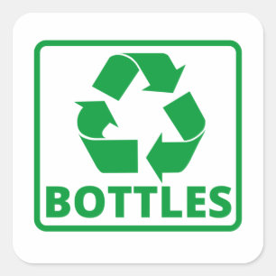 Recycling bottles sign classic square sticker