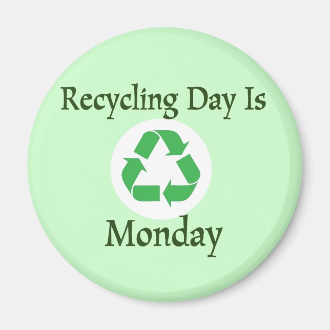 Recycling Day Monday Reminder Magnet (Front)