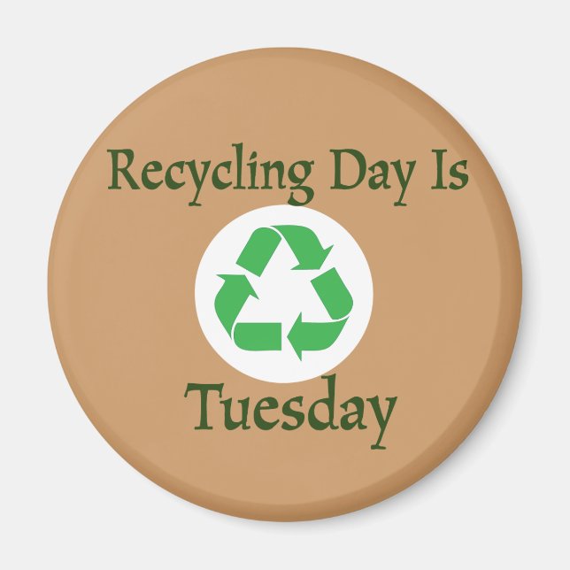 Recycling Day Tuesday Reminder Magnet (Front)