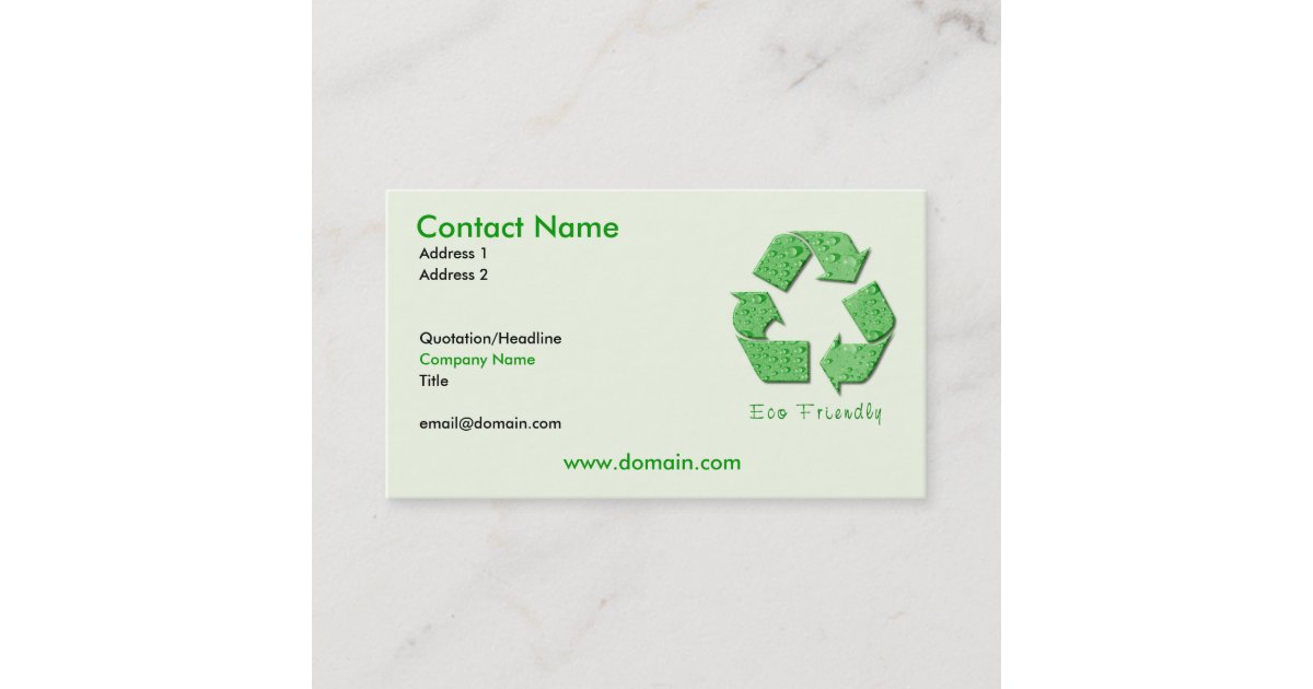 Recycling Eco Friendly Business Card | Zazzle.com