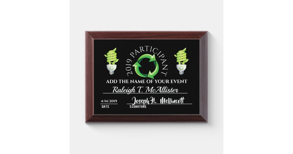 Recycling Energy Saving Award Plaque Zazzle