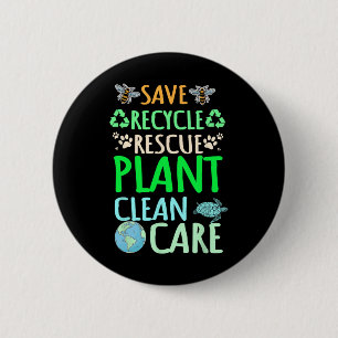 Recycling Environmentalist Recycle Earth Day Rescu Button