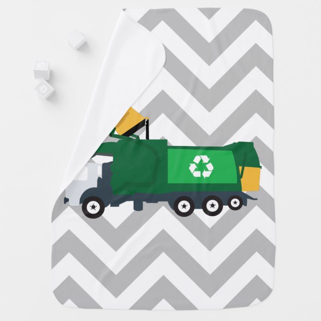 Recycling Garbage Truck Baby Blanket (In Situ)