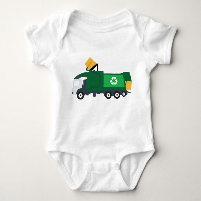 Recycling Garbage Truck Baby Bodysuit (Front)