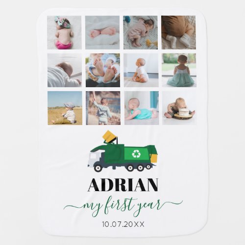 Recycling Garbage Truck Baby Boy 1st Year Photos Baby Blanket