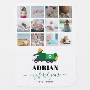 Recycling Garbage Truck Baby Boy 1st Year Photos Blanket