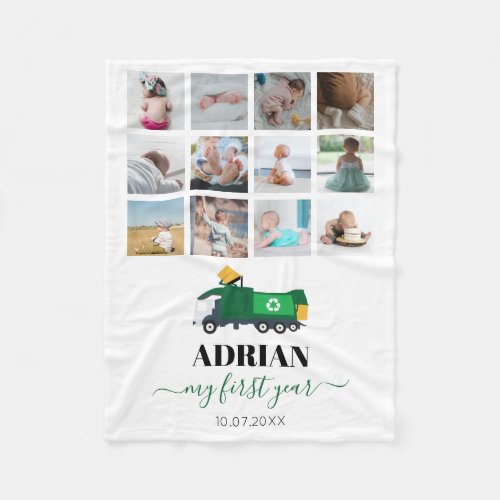 Recycling Garbage Truck Baby Boy 1st Year Photos Fleece Blanket