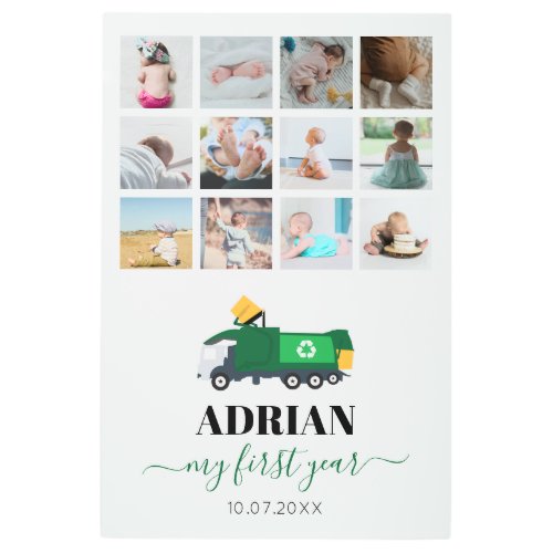 Recycling Garbage Truck Baby Boy 1st Year Photos Metal Print