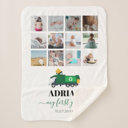 Recycling Garbage Truck Baby Boy 1st Year Photos Sherpa Blanket