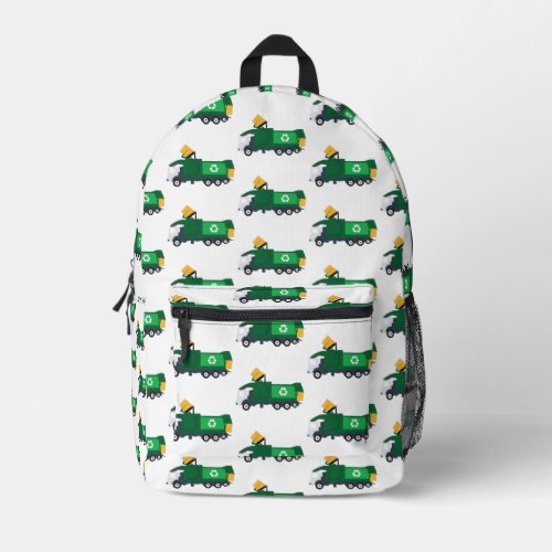 Recycling Garbage Truck Back to School Boys Printed Backpack