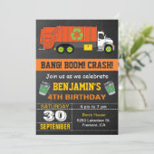 Recycling Garbage Truck Birthday Party Invitation (Standing Front)
